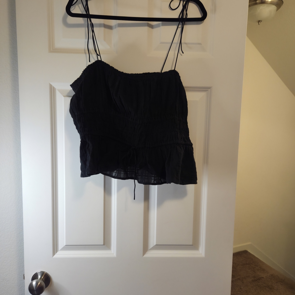 J. Crew Black Crop Camisole with Spaghetti Straps